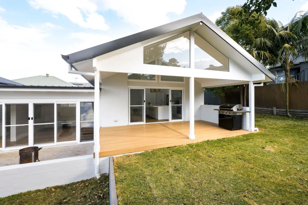 Modern single-storey home with timber accents and gabled roof